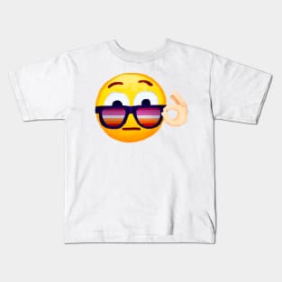 Emoji with Lesbian Flag Sunglasses Kids T-Shirt